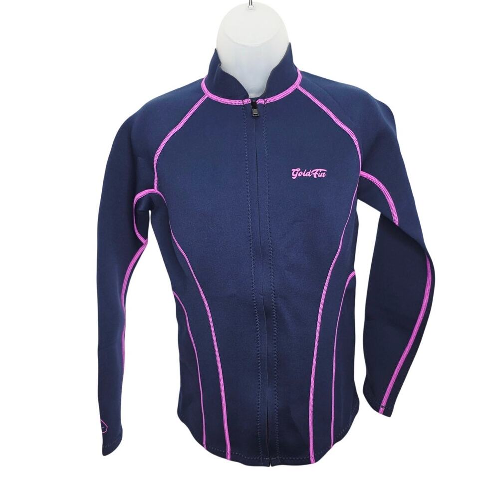 Womens Wetsuit Top 2mm Neoprene Long Sleeve Jacket Surf Swim Dive Fuchsia & Navy